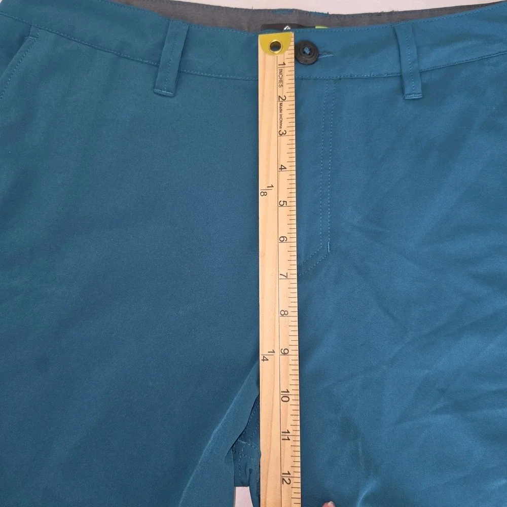 Quiksilver Amphibian Shorts Men 33 Blue Green Teal 4 Way Stretch Surf Swim 6.5